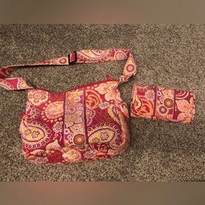 SOLD— Vera Bradley Crossbody Bag wIth Wallet Pattern Raspberry Fizz Pink